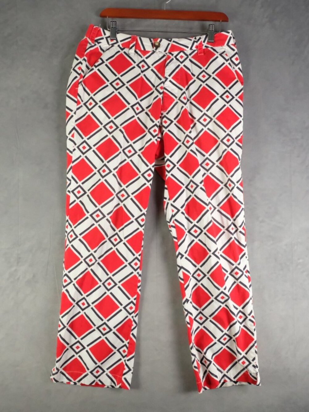 Loudmouth Pants Mens 32X30 Red White Argyle Golf Chino Cotton